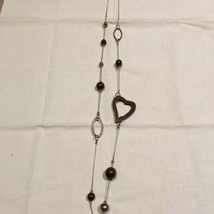 18” necklace - Silver tone with brown wood beads